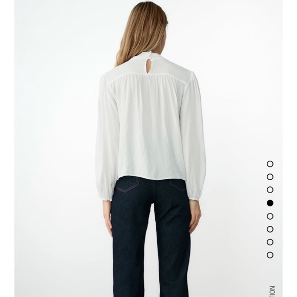 ROMANTIC BLOUSE WITH TIE OYSTER WHITE SIZE XXL - Picture 6 of 9